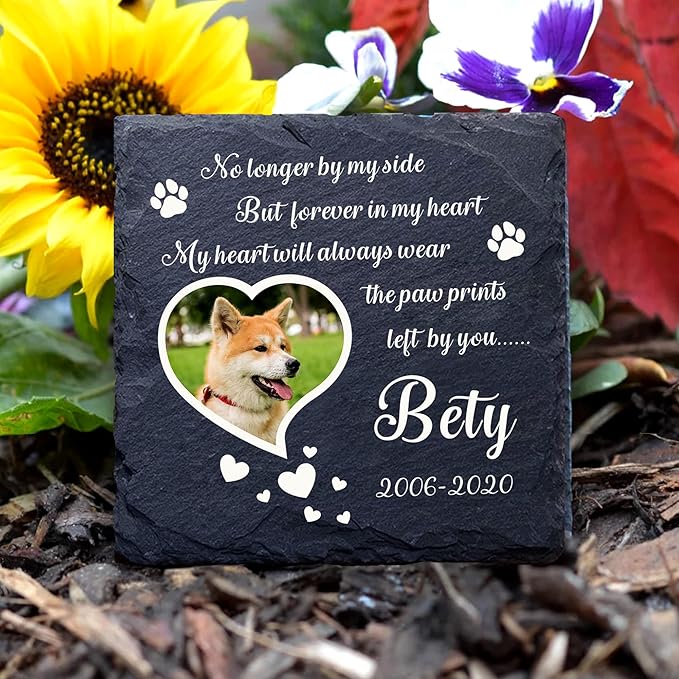 EDSG Personalized Dog Memorial Gifts for Loss of Dog Pet Memorial Gifts for Dogs Cats Memorial Stone Pet Loss Gifts Natural Slate Grave Plaque Pets Bereavement Gifts Loss of Pet Gift (Design 3)