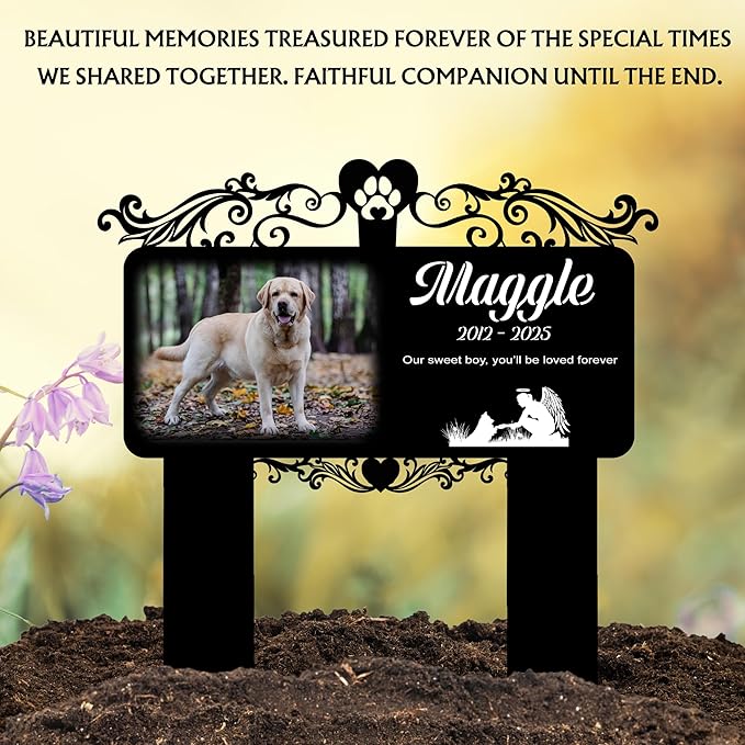 Custom Dog Grave Markers Outdoor | Personalized Pet Grave Markers Dog Memorial Headstone | Personalized Pet Graveyard for Pets Lovers | Best Memorial Gifts for Your Furry Friends Passed Away