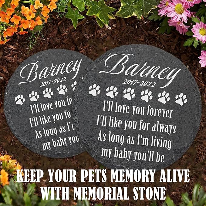 ubjva Dog Memorial Stone Dog Memorial Gifts for Loss of Dog Pet Garden Stone for Indoor Outdoor Lawn Backyard Cemetery Decorations - Style8(Laser Engraving)