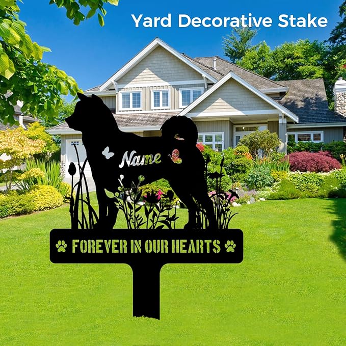 Custom Shiba Inu Shibe Dog Grave Marker, Personalized Dog Memorial Stake, Metal Pet Tombstone, Outdoor Sympathy Sign for Garden Yard Decor, Pet Loss Gift