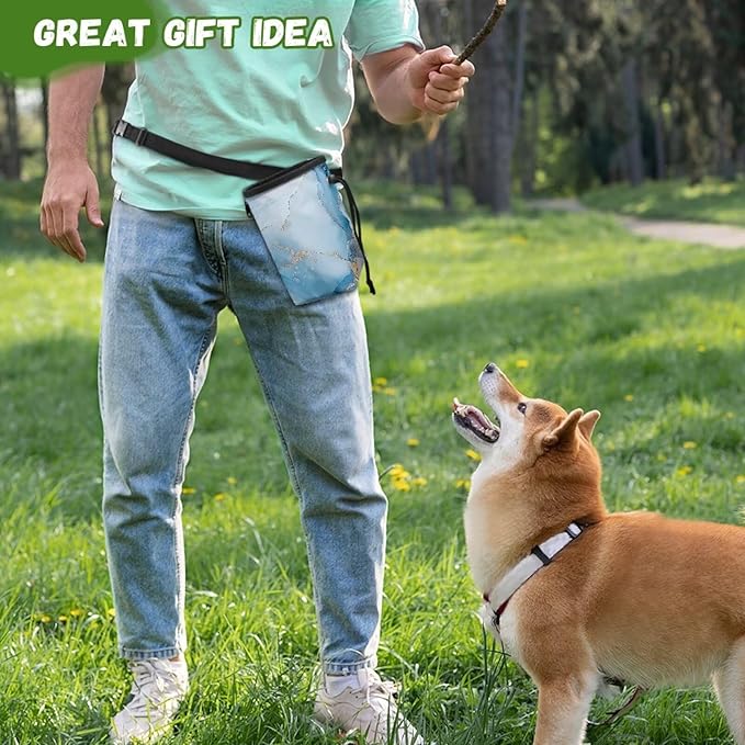Marble Pet Treat Pouch Portable Training Treat Bag Dog Food Dispenser Pet Feed Snack Reward Bait Bag Behavior Aids for Puppy Travel or Outdoor Use