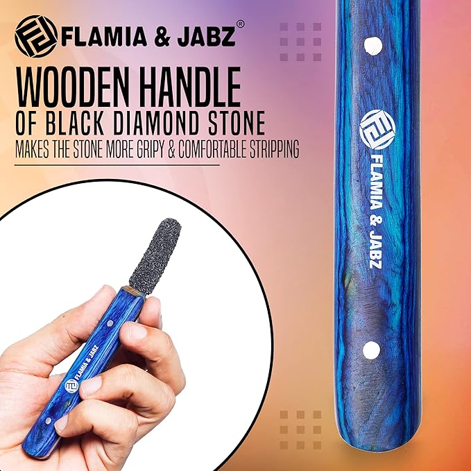 FLAMIA & JABZ Stripping Metal Stone Diamond Edged for Dogs, Cats & Pets with Wooden Grip (Coarse)