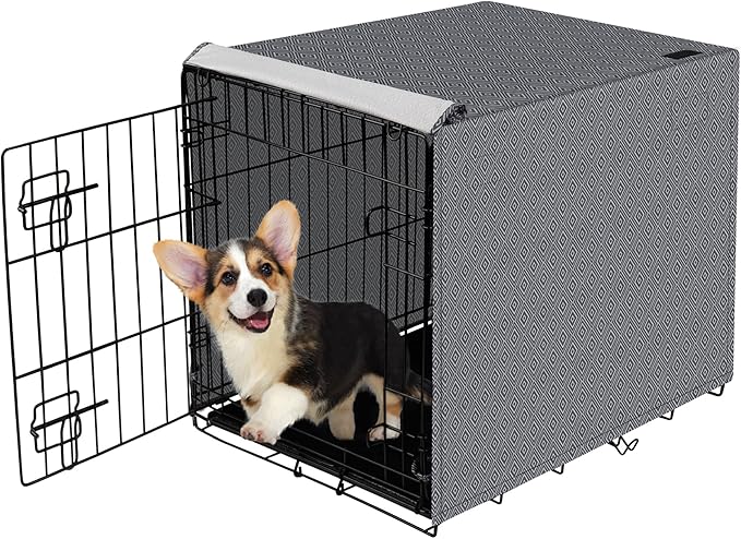Pet Prime Dog Crate Cover for Wire Cages 36 Inch Indoor Breathable Polyester Pet Kennel Cover Machine Wash & Dry Double Door Lagre (Cover Only)