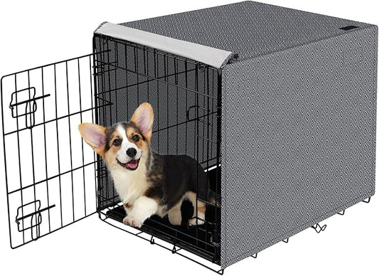 Pet Prime Dog Crate Cover for Wire Cages 36 Inch Indoor Breathable Polyester Pet Kennel Cover Machine Wash & Dry Double Door Lagre (Cover Only)