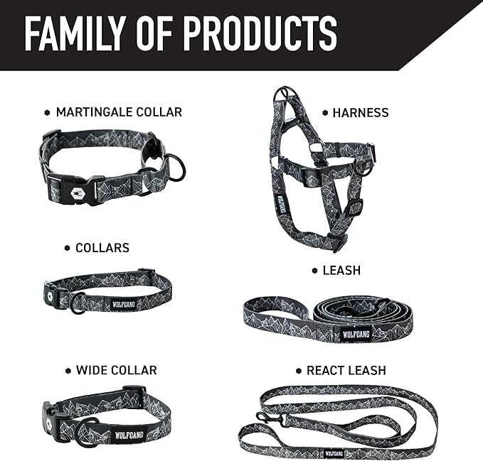Wolfgang Heavy Duty Martingale Dog Collar with Quick Release Nylon Buckle for Walking & Training, WolfMountain Print, Extra Large