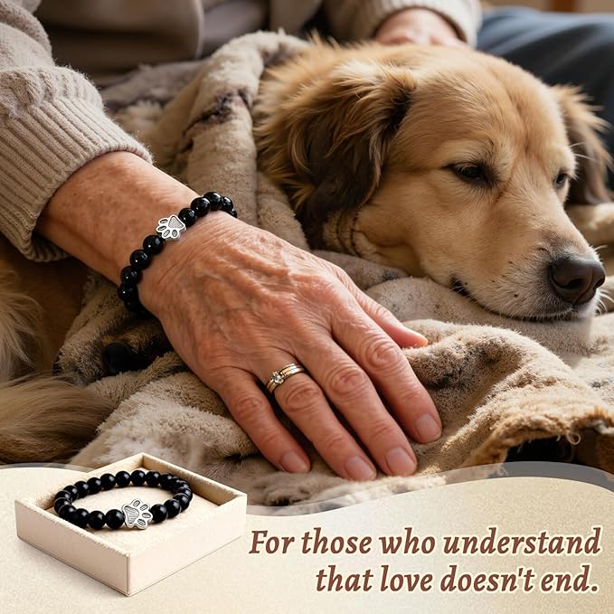 Dog Memorial Bracelet – Adjustable Pet Keepsake with Paw & Heart Charm, Sympathy & Remembrance Gift for Dog Loss, Cat & Pet Bereavement, Glossy