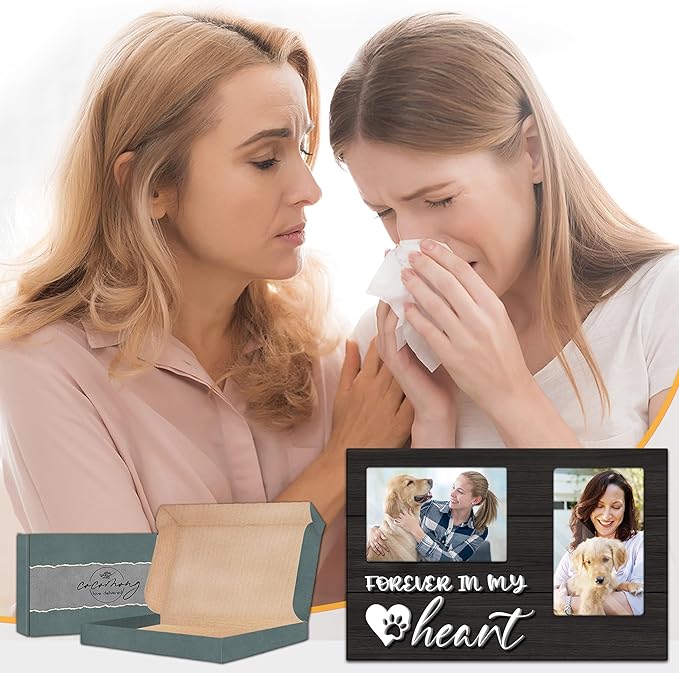 cocomong Dog Memorial Gifts for Loss of Dog, Pet Memorial Gifts Picture Frame, Sympathy Gift Pet Picture Frame Holds 2 4x6 Inches Photos for Family & Friend