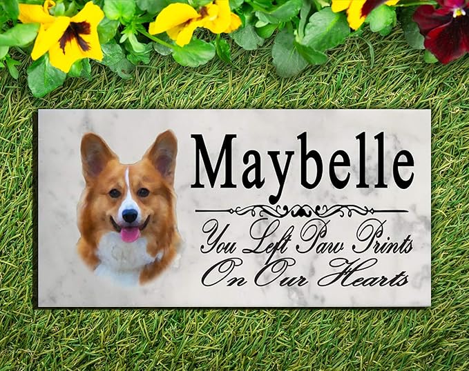 Broad Bay Corgi Memorial Stone Plaque - Dog Remembrance Sympathy Gift or Garden Marker - Outdoor Grave Headstone