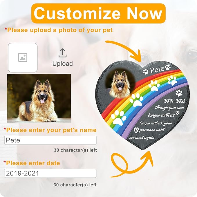 Memorial Gifts for Loss of Dog Custom Dog Memorial Stone, Pet Memorial Gifts, Pet Memorial Stones, Cemetery Decorations for Graves, Cat Memorial Gifts
