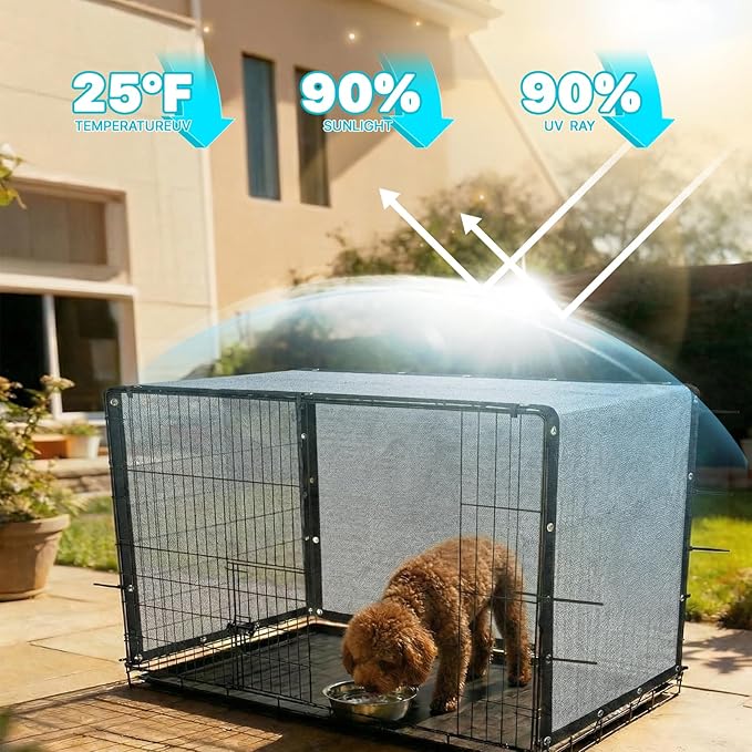 Royal Shade 6' x 6' Grey Custom Size 90% Shade Cloth Dog Kennel Shade Mesh Tarp Sunblock with Grommets for Dog Kennel Cover, Fence Privacy Screen, Greenhouse, Chicken Coop & Pet Playpen.