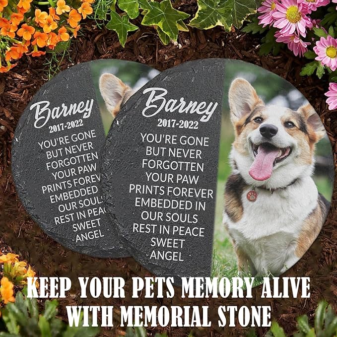 ubjva Dog Memorial Stone Dog Memorial Gifts for Loss of Dog Pet Garden Stone for Indoor Outdoor Lawn Backyard Cemetery Decorations - Style5(Color Printing)
