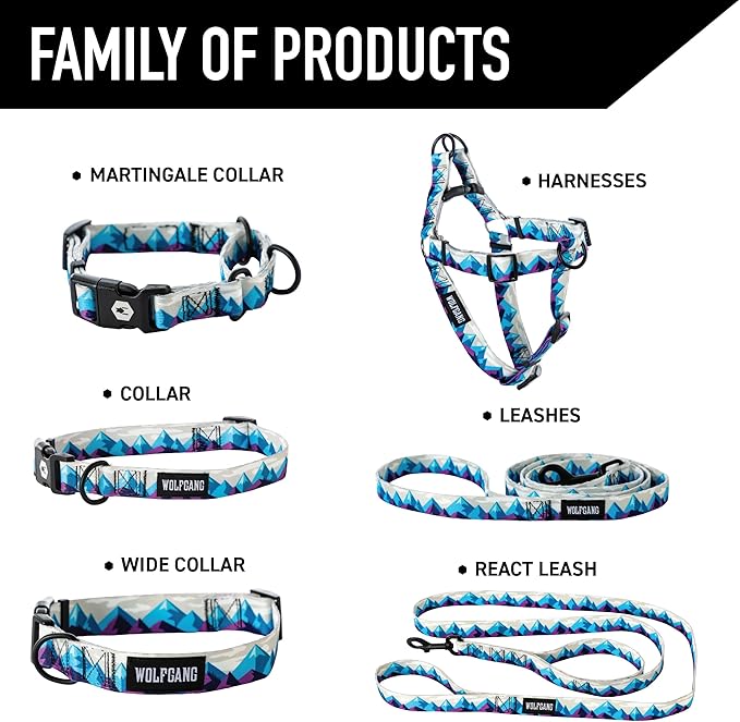 Wolfgang Heavy Duty Martingale Dog Collar with Quick Release Nylon Buckle for Walking & Training, RockyPeaks Print, Small