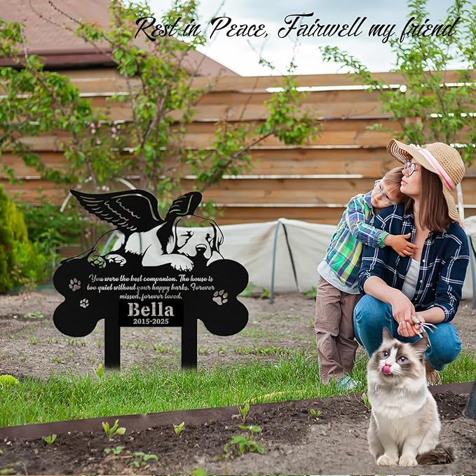 Custom Dog Grave Markers Outdoor, Personalized Pet Grave Marker Stake Dog Memorial, Outdoor Weatherproof Pet Cemetery Sign, Personalized Dog Memorial Gifts for Loss of Dog