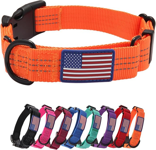 Martingale Dog Collar Quick Release Buckle No Pull Reflective Non-Slip for Medium Large Dogs Training (Orange, Medium)