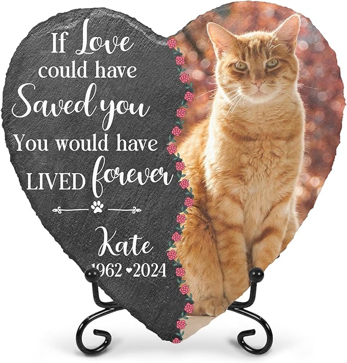 Dog Stones Memorial Personalized Pet Loss Gifts Dog Memorial | Cat Memory Stone Outdoor with Photo | Best Thoughtful Gift for Pets Loss | Pet Remembrance Stone for Furry Companion Passed Away