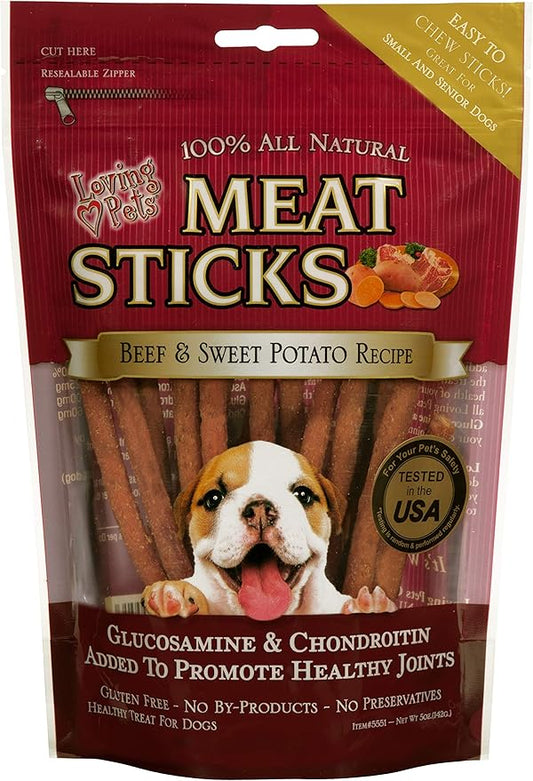Loving Pets Gourmet Meat Sticks - Sweet Potato and Beef Recipe, Dog Treat, 5oz