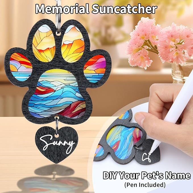 Dog Memorial Picture Frame – 4x6 Wooden Photo Frame for Pet Loss – Sympathy Remembrance Gift for Dog or Cat Lovers (Muliti-ColorPaw)