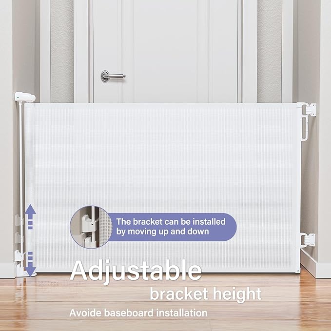 PRObebi Retractable Baby & Dog Gate - Extra Wide (72" W x 34" H), Ideal for Stairs, Hallways, Doorways, Deck & Porch