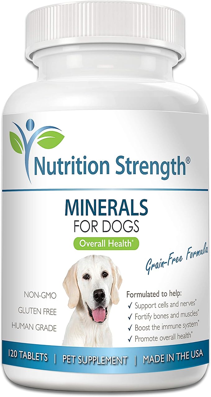 Dog Minerals & Electrolytes - Essential Raw Diet Balancer & Senior Dog Vitality Support - Calcium, Magnesium, Zinc, Iron & Selenium for Bone, Muscle & Nerve Health - 120 Tablets