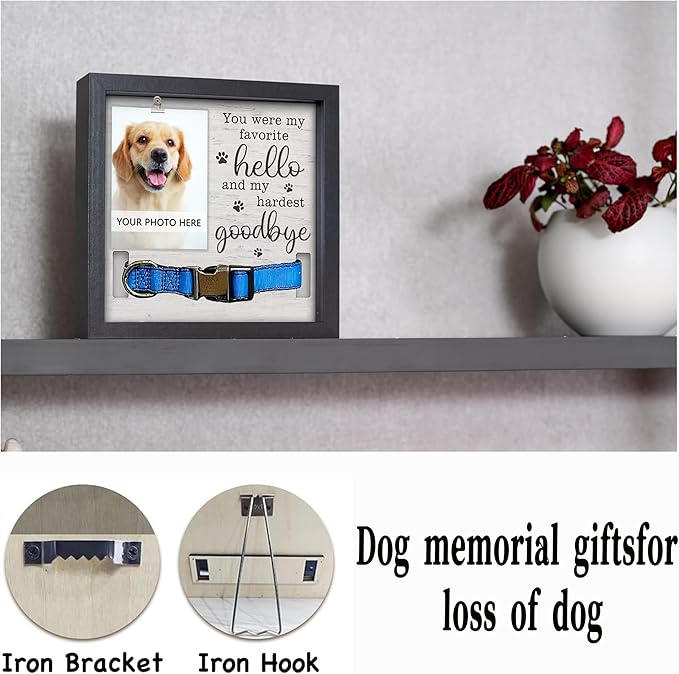 Dog Memorial Gifts for Loss of Dog, Pet Memorial Frame with Collar Holder,Pet Memorial Sympathy Gift Passing Away, 9x9''Dogs Memorial Picture Frame