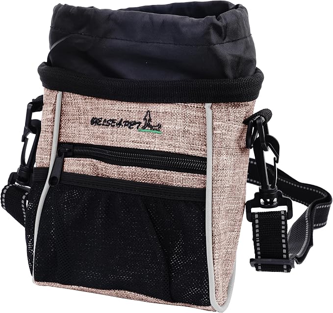 Dog Treat Pouches Training Walking Bag, Dog Training and Behavior Aids, Large Space for Pets Food, Durable Polyester Fabric, 3 Ways to Wear, Portable Pet Bagand Easy to Clean (Ginger)