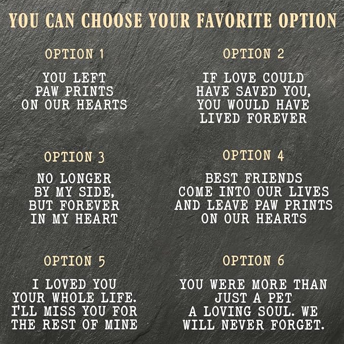 Heart Shaped Pet Headstone Marker with Cat Paw Print, Quote Options - Fit with Loss of Your Emotional Support Pets, Memorial Gifts for a Beloved Dog Outdoor & Indoor Decor