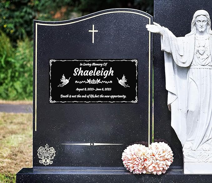 Personalized Pet Memorial Stones for Dog,Cat,Headstone,Cemetary Markers for Graves,Black Granite Memorial Plaque Outdoor,Custom Sympathy Gift for Lost Loved