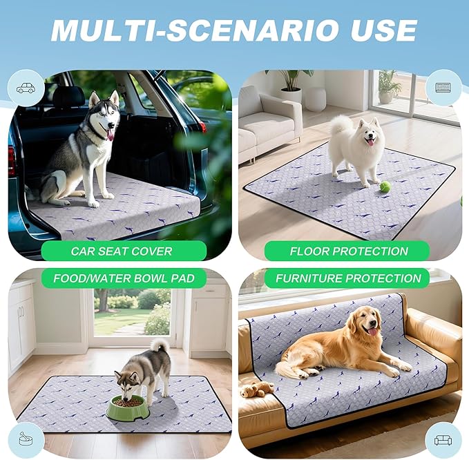 Washable Pee Pads for Dogs, 2 Pack Puppy Pads, Super Absorbent & Leakproof with Anti-Slip Bottom for Dog Training, Crates, Car, Pet Pee Pads, and Furniture Protection, 48"x48"
