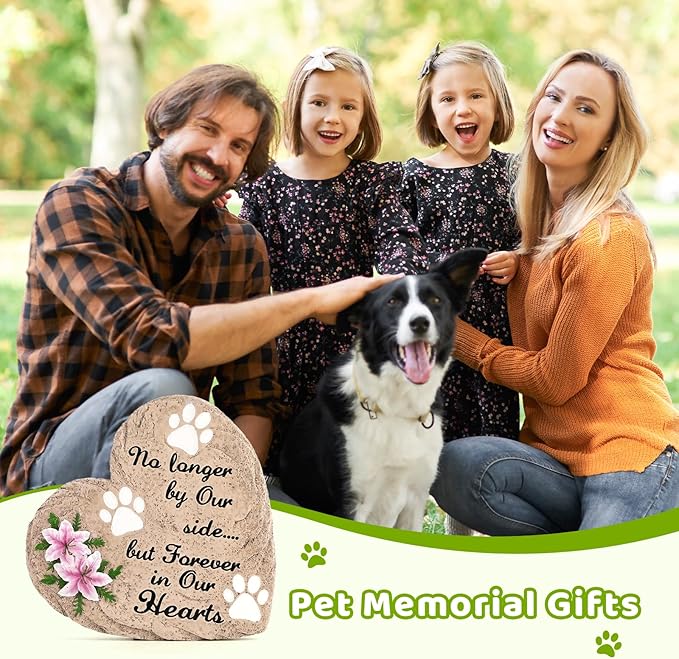 Dog Memorial Gifts for Loss of Dog Sympathy Gift, Heart Shaped Pet Memorial Gifts for Dogs, Pet Dog Memorial Stone Dog Remembrance Bereavement Passing Away Gifts for Indoor, Outdoor, Garden (10 inch)