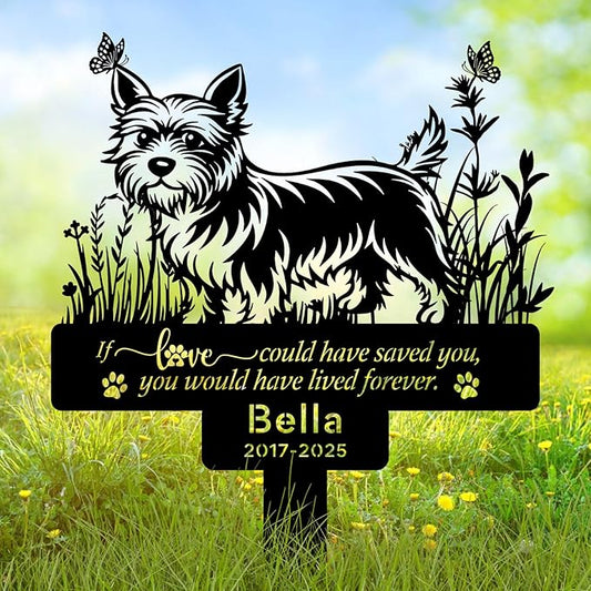 Personalized Pet Cairn Terrier Grave Marker, Custom Pet Dog Tombstones, Customized Cairn Terrier Memorial Stake with Name & Date, Weatherproof Pet Tombstone for Outdoor Graveyard Garden