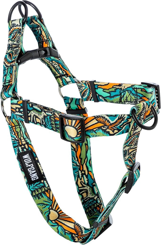 Wolfgang Heavy Duty Adjustable Dog Harness, Pull-Tested for Walking & Training, WildWolf Print, Large