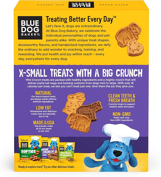 Blue Dog Bakery Natural Dog Treats, More Crunch Large, Assorted Flavors, 18oz Box, 1 Box