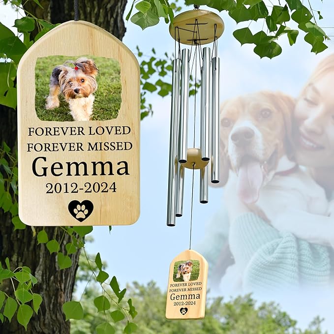 Personalized Memorial Wind Chime, Cat & Dog Gifts, Pet Loss Sympathy Gifts - Forever Missed