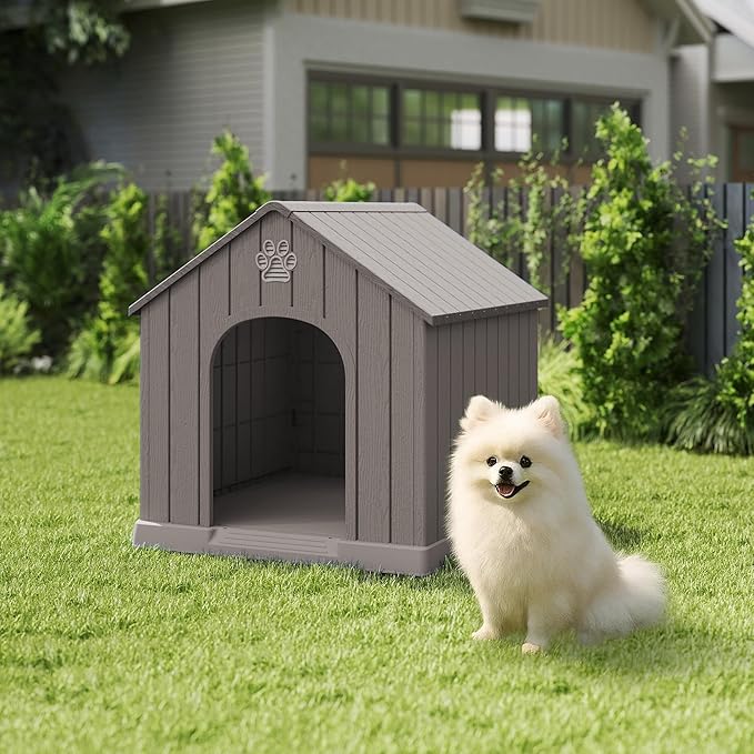 DRATO Dog Houses Resin Small Indoor Outdoor Dog Kennel for All-Weather Use Cozy Shelter for Small Dogs in Home, Garden, or Balcony