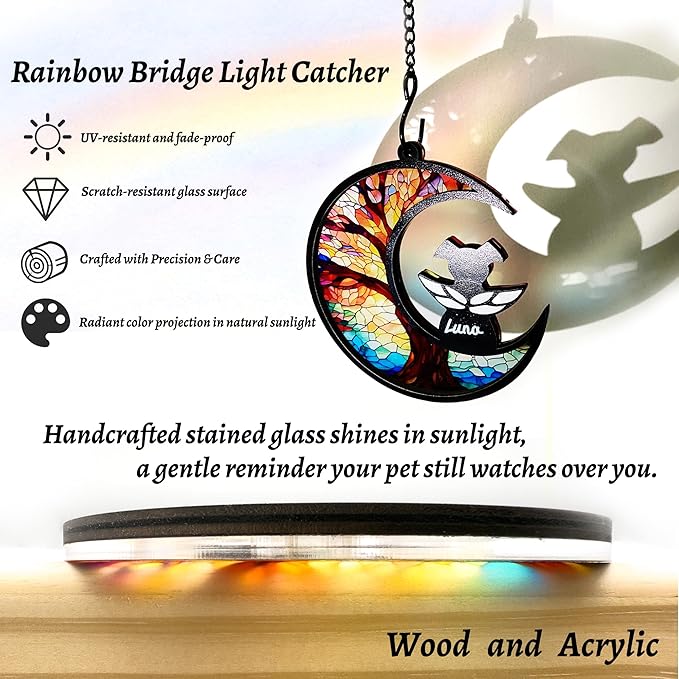 Dog Memorial Gift for Loss of Dog – DIY Angel Memorial Suncatcher & Paw Print Kit for Dogs with Sympathy Card | Pet Memorial Keepsake(Tree of Life)