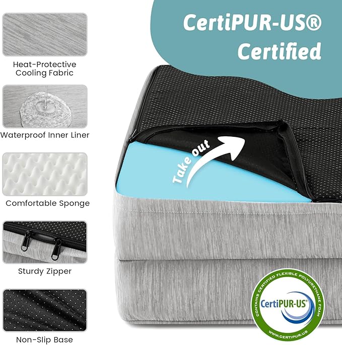 Cooling Dog Bed, Orthopedic Foam Dog Bed with Sides, Removable Cover & Waterproof Lining and Nonskid Bottom, Comfortable Pet Beds for Dogs, Grey (36" L x 27" W x 6.5" Th)