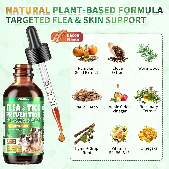 Flea and Tick Prevention for Dogs & Oral Flea & Tick Prevention for Dogs and Cats, with Multivitamin for Pets - Supports Healthy Skin & Coat