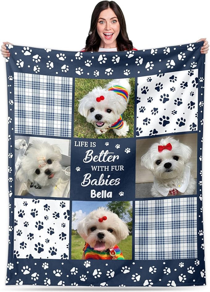Pet Memorial Blanket Gift - Personalized Dog Memorial Blankets, Pet Sympathy Gifts for Loss of Dogs for Pets Lovers, Dog Bereavement Passing Away Gift, Custom Dogs Blanket (H)