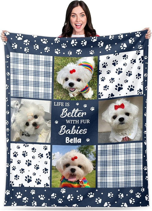 Pet Memorial Blanket Gift - Personalized Dog Memorial Blankets, Pet Sympathy Gifts for Loss of Dogs for Pets Lovers, Dog Bereavement Passing Away Gift, Custom Dogs Blanket (H)