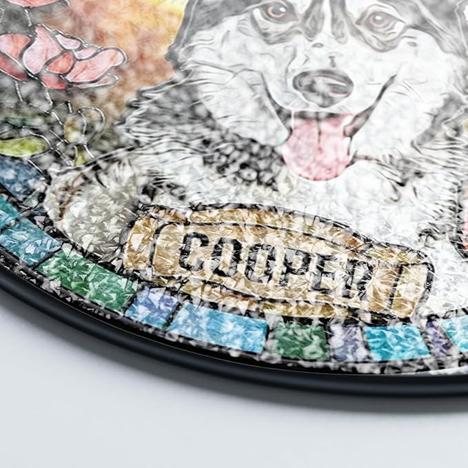 LOVELYPOD Custom Dog Stain Glass Suncatcher, Dog Photo Suncatcher, Pet Portrait Window Hanging, Loss of Dogs Memorial Gifts, Sympathy Gift, Pet Remembrance Gifts