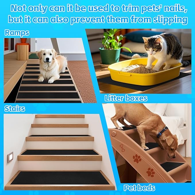 Pet Nail Self Adhesive Replacement Emery Paper, Eases Dog Nail Trimming Anxiety, Suitable for Doors and Walls(10in*13ft, White)