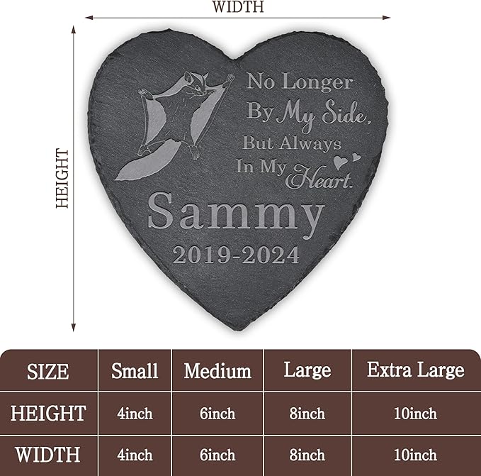 Flying Squirrel Memorial Stone - Flying Squirrel Headstone - Memorial for Flying Squirrel - Loss of Flying Squirrel - Flying Squirrel Keepsake - in Memory of Flying Squirrel (Heart-Shaped)