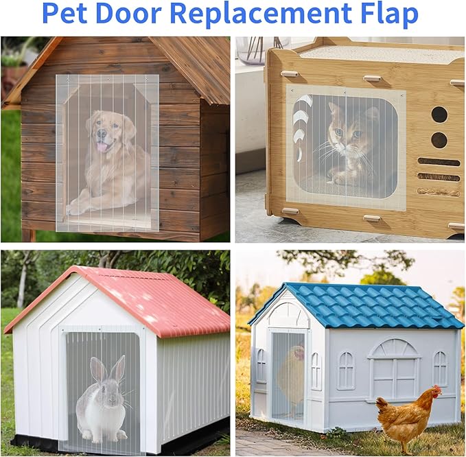 4.9 Feet x 7.8 Inch Dog House Plastic Door Flap, Clear Doggie Door Replacement Flap with 4 Screws, Easy to Cut & Install Vinyl Door Flap for Dog Cat Chicken House