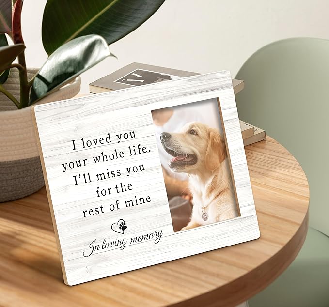 SRADMO Pet Memory Picture Frame - 108 inch Wooden Tabletop Photo Frame for Pet Owners, Memorial Gift for Loss of Dog or Cat
