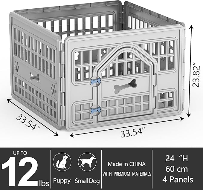 Dog PlayPen Indoor,8-Panel Puppy Playpen Outdoor Waterproof,Heavy Resin Dog Fence for Small Medium Dogs,Spacious Exercise Area,Easy to Clean,Foldable in Half(103.3 * 103.3 * 23.82in)