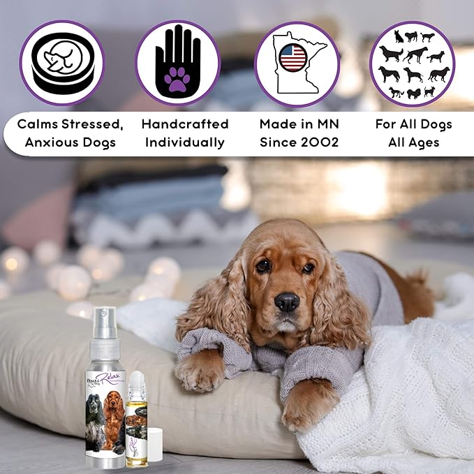 The Blissful Dog English Cocker Spaniel Relax Roll-ON Aromatherapy for Dogs - Anxiety Relief for Dogs