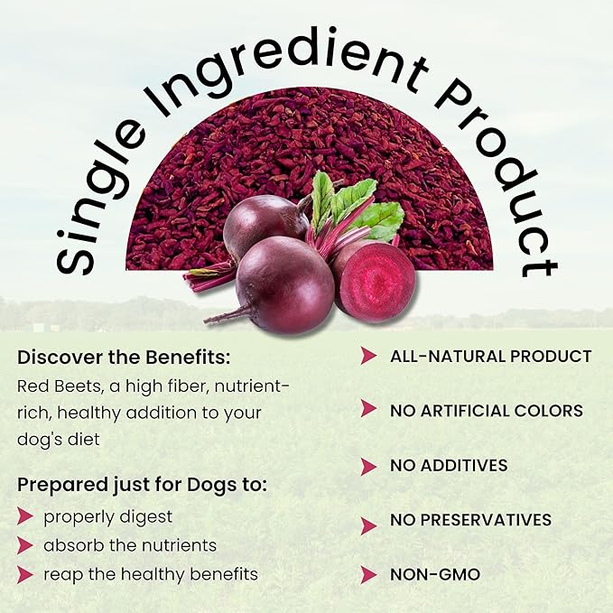 Olewo Original Red Beets Dog Food Topper – Natural Anti Itch, Immune, Cleansing, Skin & Coat Support, Dehydrated Whole Food Multivitamin, Fiber for Dogs, 1 lb