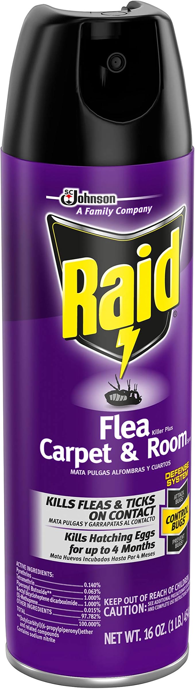 Raid Flea Killer, Kills Fleas, Crickets, Roaches, Silverfish and Ticks, Use in your Home or on your Dog, 16 oz