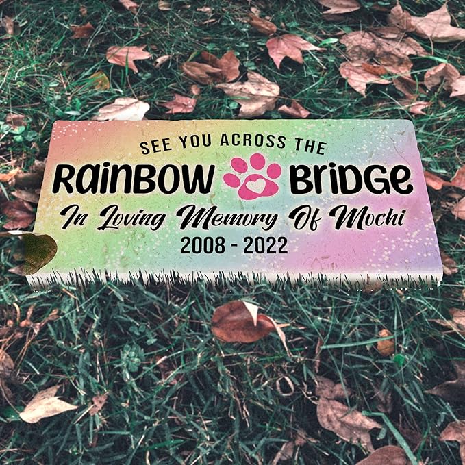 Personalized Pet Memorial Stone, 6x12 Custom Limestone Pet Grave Markers as Keepsake or Pet Remembrance, Thoughtful Pet Loss Gifts for Bereaved Pet Owners, Personalized Memorial Gifts (Mochi)