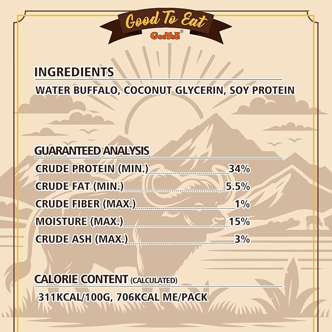 Gootoe Buffalo Dog Treats, Natural Low-Fat Chews for Training & Rewards, Limited Ingredient, Puppy Treats for Small Dogs & Puppies, Resealable Bag, Buffalo Bites Stick (Small), 8 oz